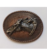 Racing Horse Head engraved background front &amp; back Belt Buckle - $9.95