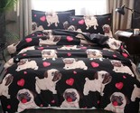 3D Red Heart Pet Lovely Pug KEP6722 Bed Pillowcases Quilt Duvet Cover Kay