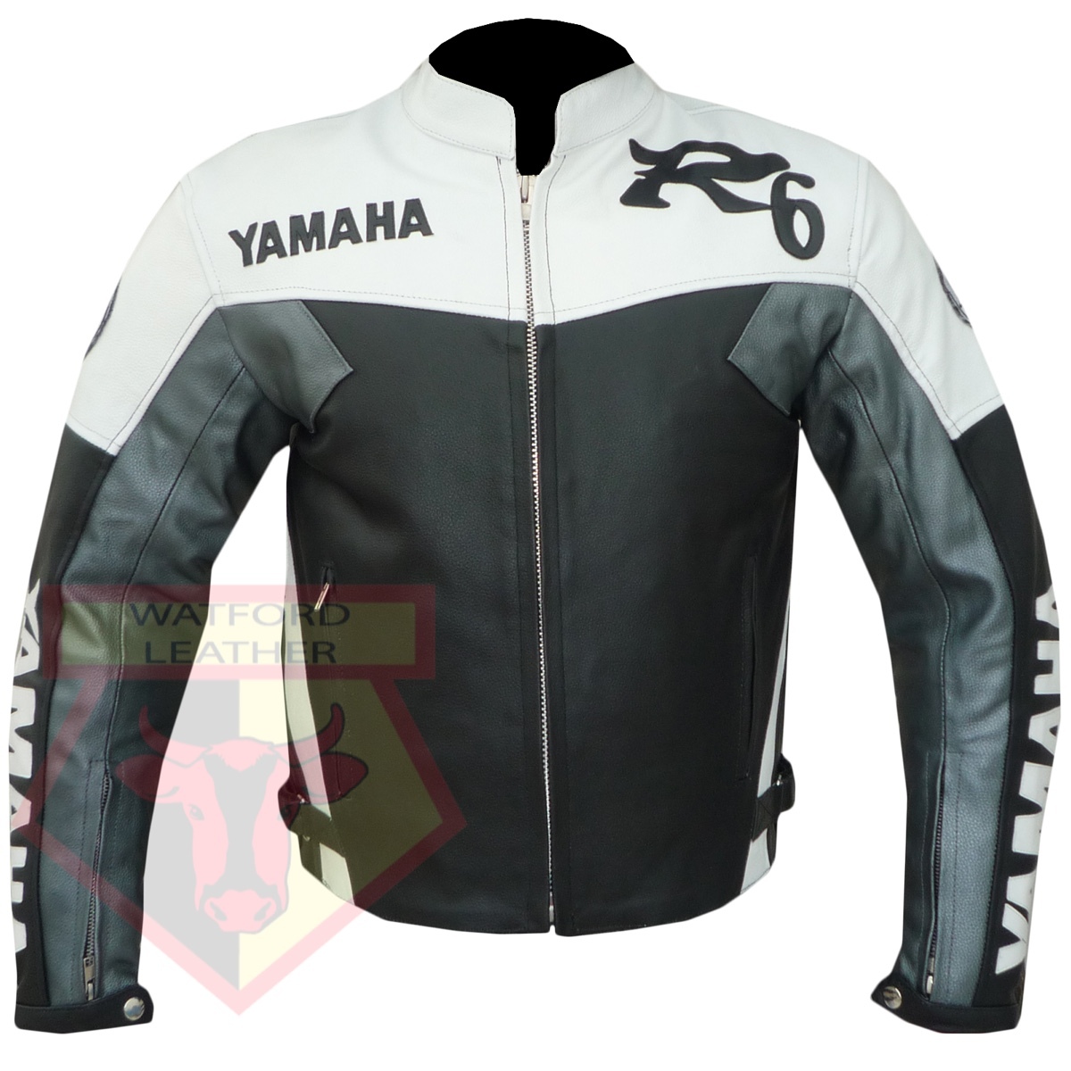 Primary image for YAMAHA R6 GREY MOTORCYCLE MOTORBIKE BIKERS ARMOURED COWHIDE LEATHER JACKET