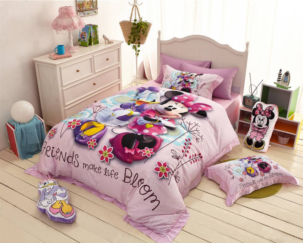 Twin & Queen Size Minnie Mouse Daisy Duck Theme Duvet Cover Bedding Set