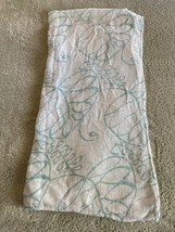 Aden Anais Girls White Teal Leaves Large Swaddle Baby Blanket - $12.13