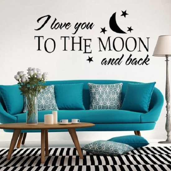 3 Pack - Hot I Love You To The Moon Decal Wall Sticker - Black