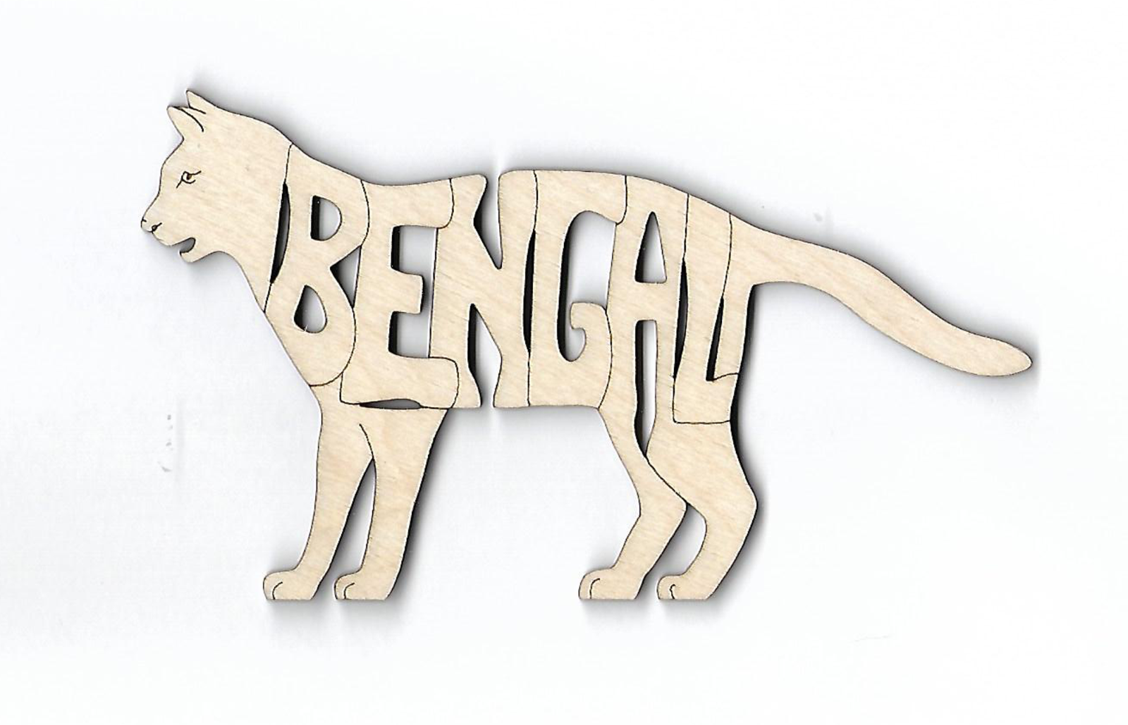 Bengal Cat laser cut wood Magnet
