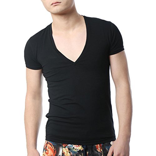 Zbrandy Men Deep V Neck T Shirts Low Cut Tee Shirts Fitted Vee Top ...