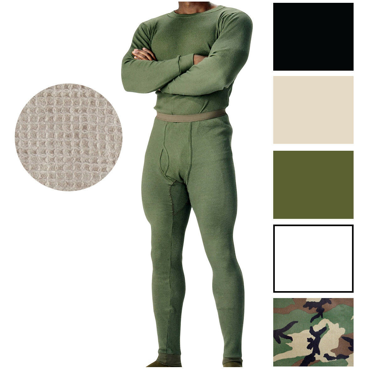 Military Thermal Knit Underwear Cold Weather Long Johns Waffle Warm Base Layer Men's Clothing