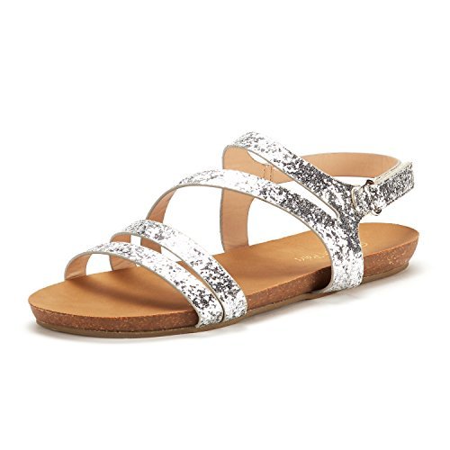 flat silver sparkly sandals