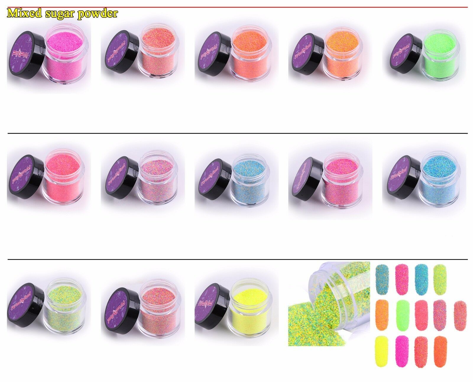 Mixed Neon Sugar Powder DIY Manicure Pigment Nail Art Glitter
