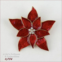 Signed Eisenberg Ice Red Poinsettia Pin (#J784) - $38.00
