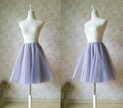 GRAY Knee Length A-line Tulle Skirt Ballerina Skirt GRAY Tutu Tulle Skirt Plus image 3