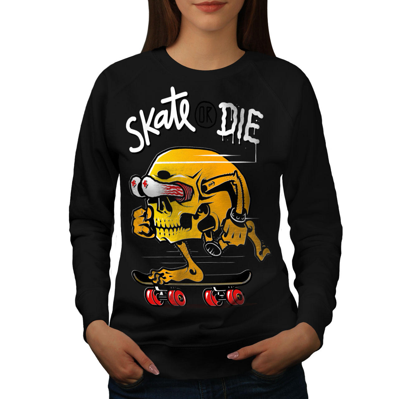 Primary image for Skate Or Die Skull Funny Jumper  Women Sweatshirt