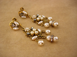 Unsigned Haskell earrings - Bridal chandelier drop screw back earrings -  - $245.00