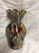 Vintage Beautiful Aventurine multi colored Art Glass Vase layers Nice - $350.00