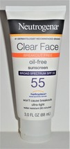Neutrogena Clear Face Breakout Free Oil-Free Sunscreen Broad Spectrum SPF 55 3oz - $19.99
