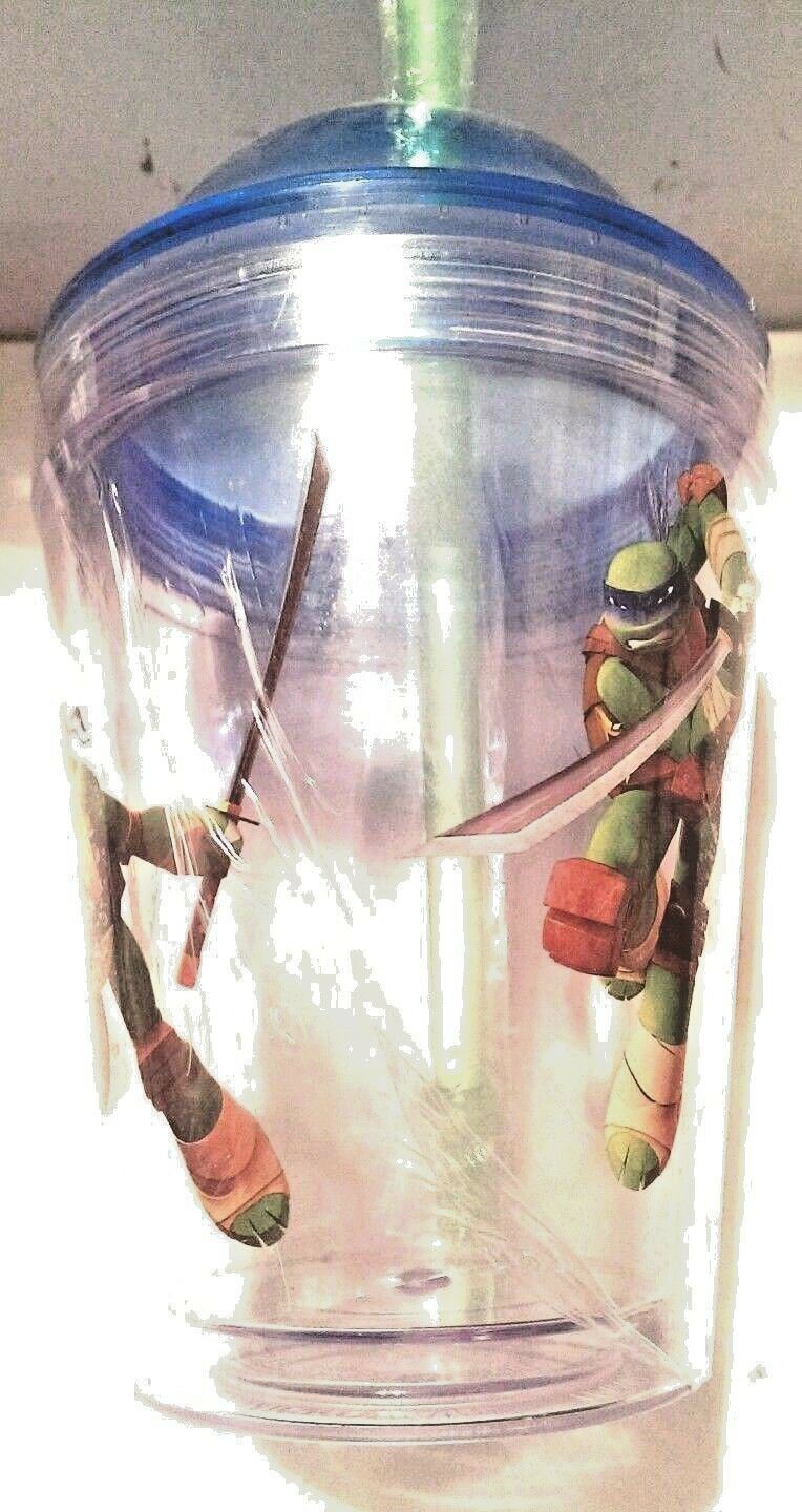 2-Pack Teenage Mutant Ninja Turtle Kid 12oz Fun Sip Drink Tumbler w// Lid /& Straw