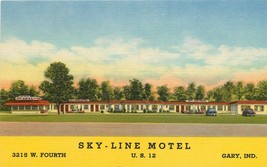 Linen Multiview Roadside Postcard Sky-Line Motel, Gary IN, US Hwy 12 Cur... - $8.63