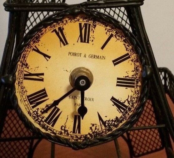 Eiffel Tower Clock Paris France Metal Big Over 20 inches Works Poirot