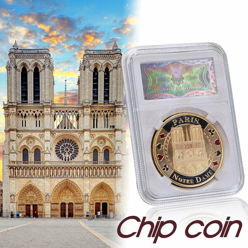WR Cathedrale Notre Dame DE Paris Gold Foil Coin Souvenirs Value
