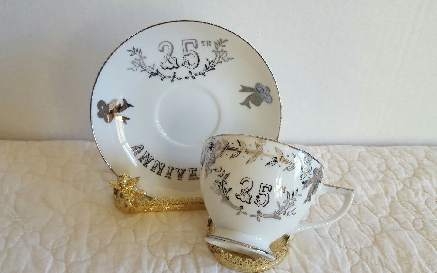 Lefton China 25th Silver Anniversary Tea Cup And 50 Similar Items