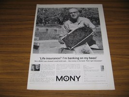 1963 Print Ad MONY Mutual of New York Life Insurance Bee Keeper &amp; Bees - $9.78