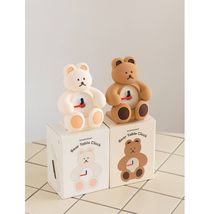 Donatdonat Korean Bear Character Desk Table Clock Silent Movement Slicone Body image 5