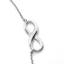 18K WHITE GOLD NECKLACE INFINITY INFINITE ROLO CHAIN, 17.7 INCHES MADE IN ITALY image 2