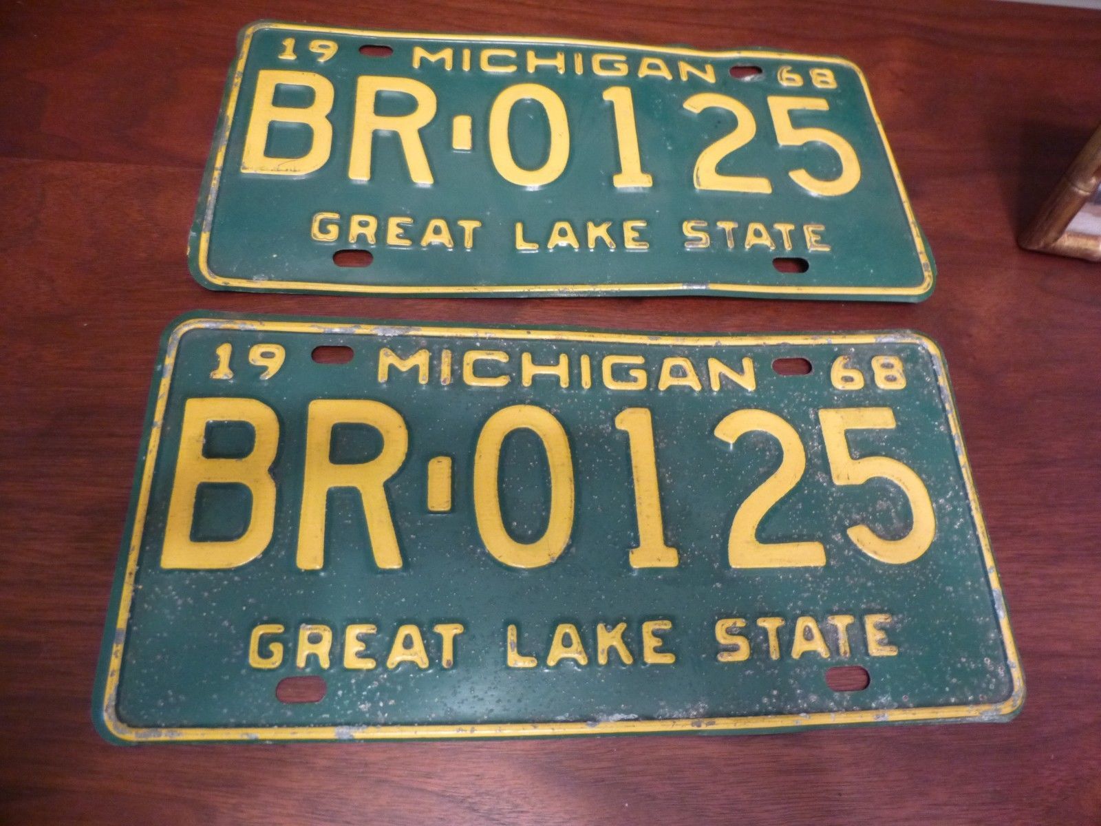 Matched Pair 1968 State Of Michigan License Plate Plates US Michigan
