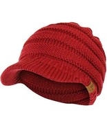 C.C Brand Brim Visor Trim Ponytail Beanie Ski Hat Knitted Bun Cap - Wine... - $14.34