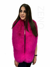 Arctic Fox Fur Stole 63' Saga Furs Dark Pink Color Fur Collar Boa Shawl image 3