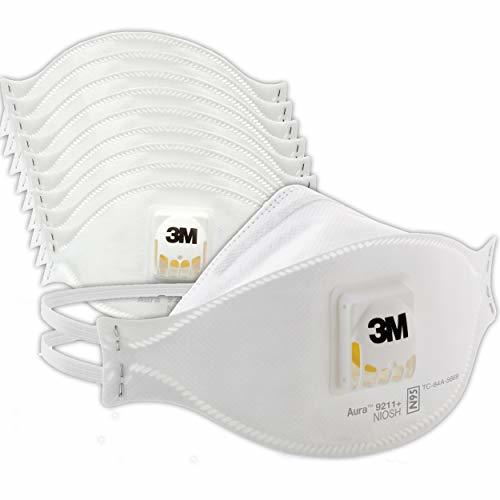 3M Aura Particulate Disposable Respirator 9211+ with Cool Flow Valve, N95, Smoke