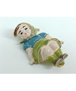 RARE HUMMEL-like GIRL Vintage BROOCH Pin in STERLING and Gold Vermeil - ... - $135.00
