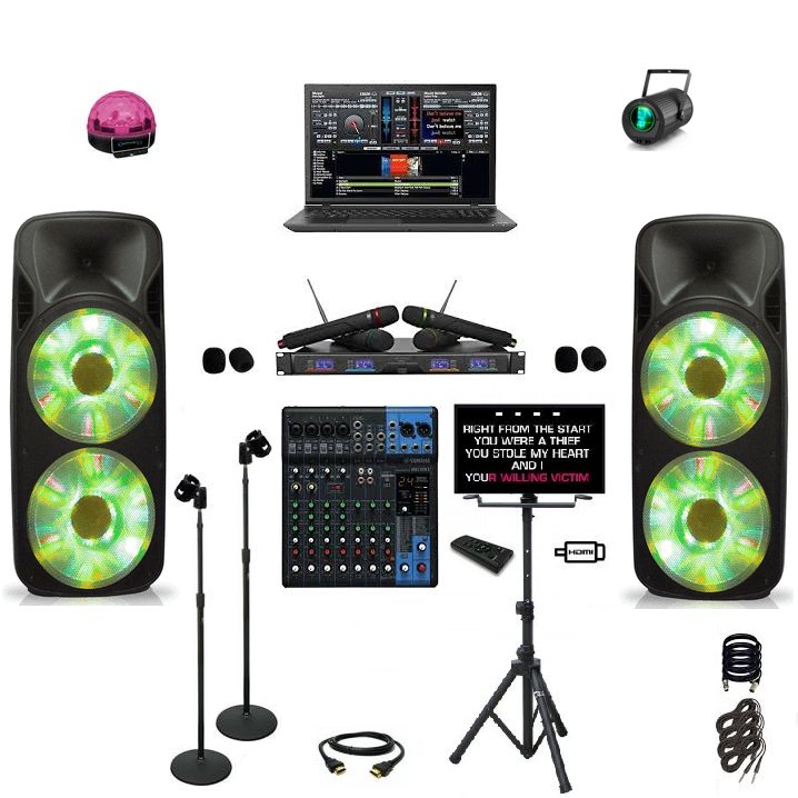 Professional Karaoke System 7000 Watts Dual 15" DJ System Laptop Yamaha