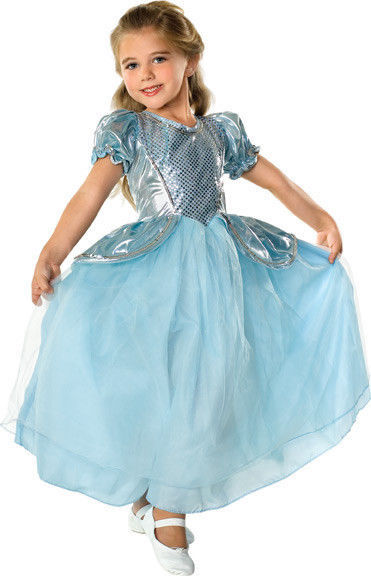 Beautiful Cinderella Palace Princess Aqua Ball Gown Polyester Costume, Rubies