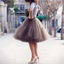 Lady Puffy TULLE SKIRT Knee Length Midi Tulle Skirt Plus Size Crinolines image 1