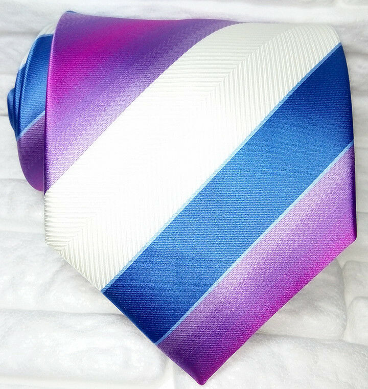 Wide tie striped necktie New 100% silk Jacquard  Made in Italy Morgana brand
