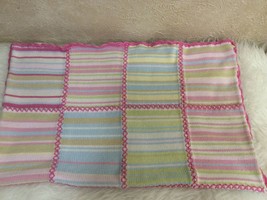 Pottery Barn Kids Girls Baby Stroller Blanket - Squares Pink Quilted Pat... - $19.79