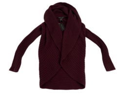 NWT Ralph Lauren Cashmere Blend Wrap Sweater Women Burgundy Cable Knit Small image 2