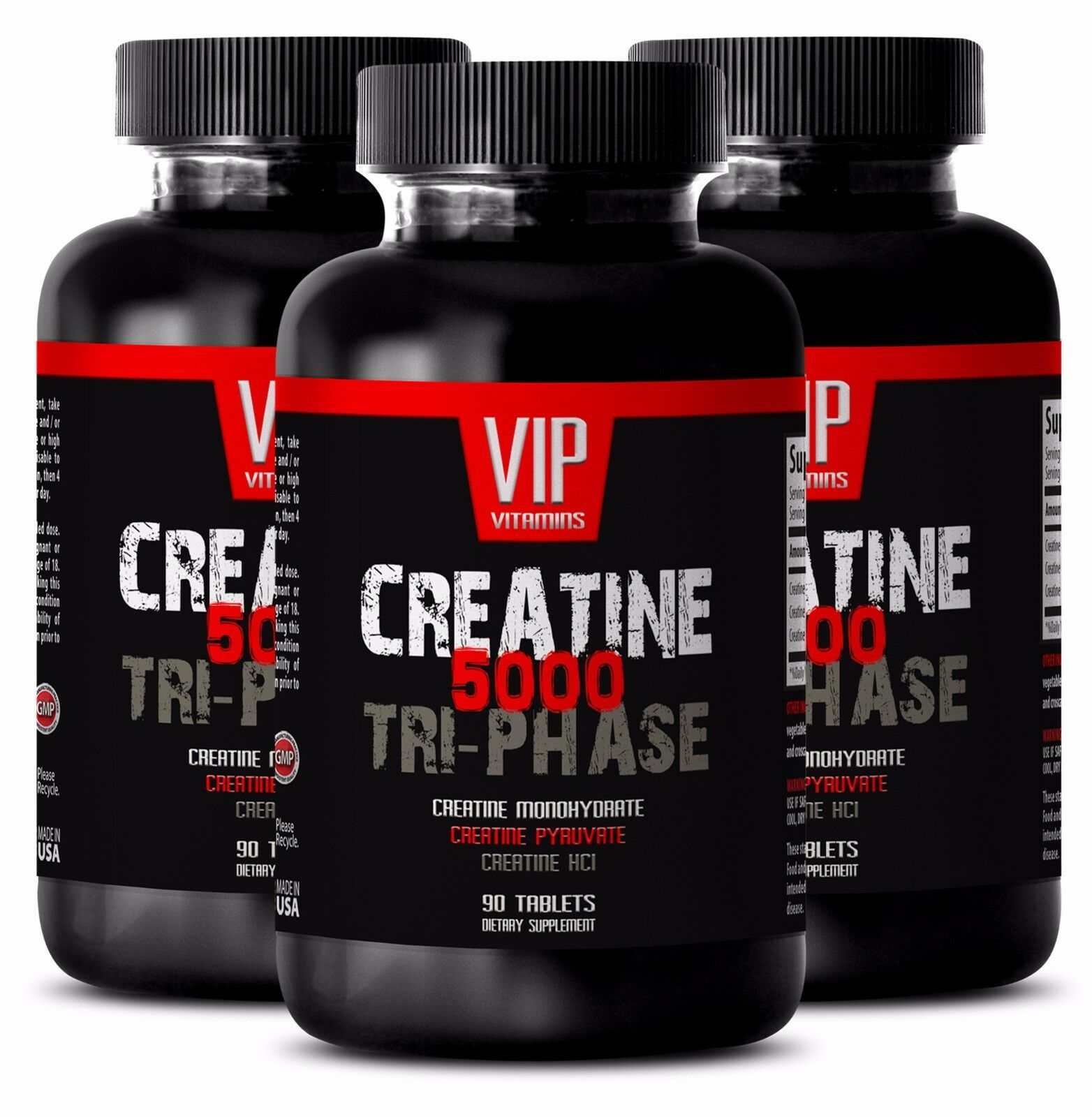 Muscle Gain Equipment Creatine Tri Phase 5000mg Creatine In A Pill 3 Bottles Vitamins 4452