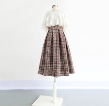 A-line Winter Tweed Skirt Outfit High Waisted Plus Size Burgundy image 2