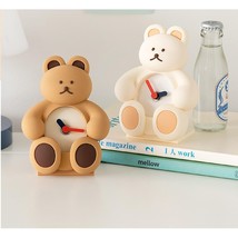 Donatdonat Korean Bear Character Desk Table Clock Silent Movement Slicone Body image 2