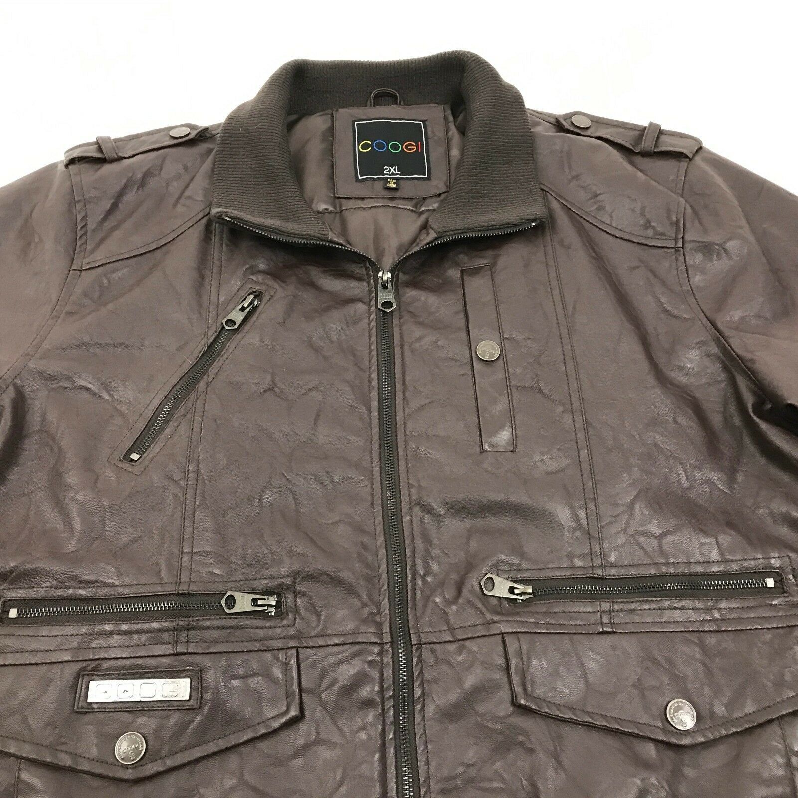 COOGI Australia Bomber Jacket Adult Size 2XL XXL Mens Brown Faux