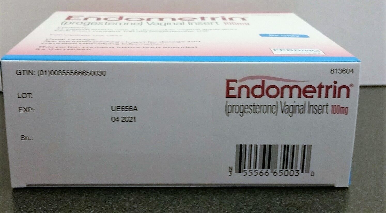 Endometrin Progesterone Insert 100mg Brand New Sealed Exp 4/ 2021