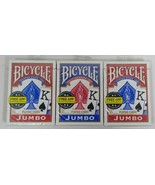 Bicycle Playing Cards 3 Decks JUMBO FACE Red/Blue Brand New. Sealed - $9.99