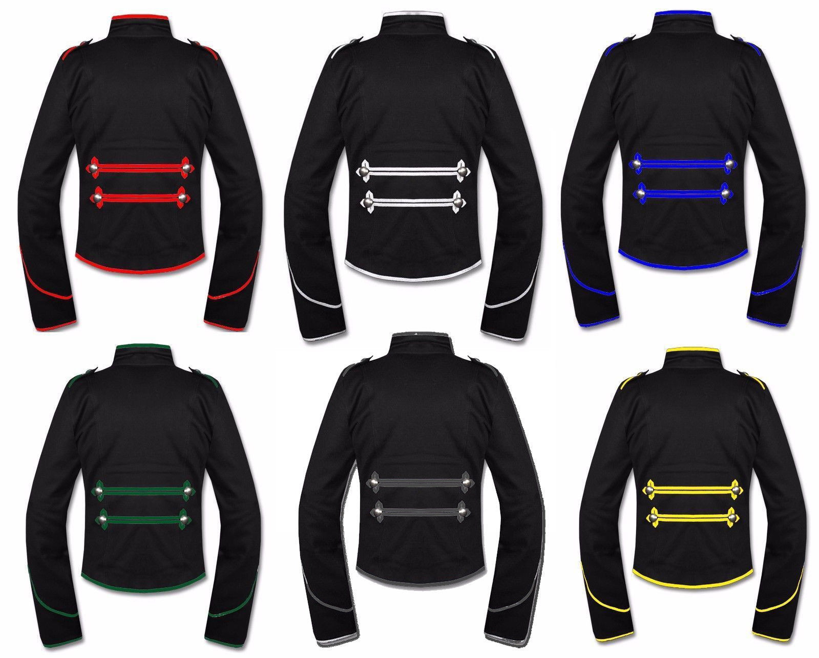 Men Black Military Marching Band Drummer Jacket Gothic New Style in 6