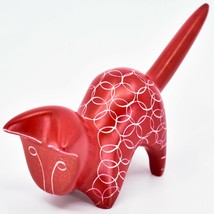 Vaneal Group Hand Carved Kisii Soapstone Red Pouncing Kitten Cat Figurine image 2