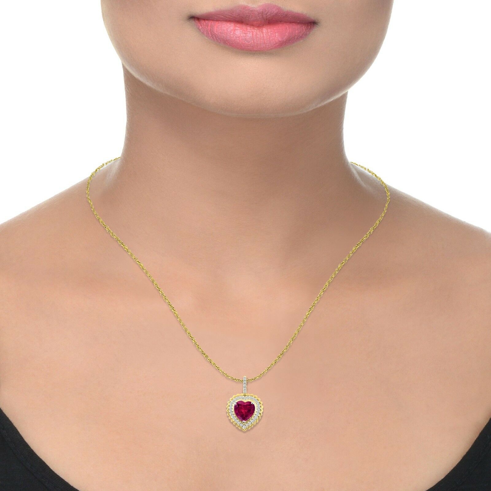 Valentine Heart Pendant White Gold Fn Simulated Diamond With 18 Box Chain