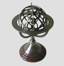 Nautical Brass Armillary Sphere Globe Clock Spherical Astrolabe Vintage Compass - $30.45