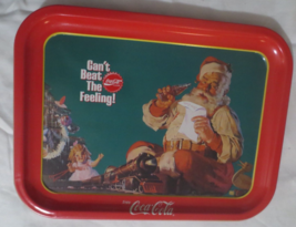 Coca Cola small flat Metal Can't Beat the Feeling Tray 10.5 X 14 inches 1989 - $14.60
