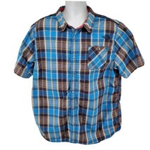 The North Face Men's Short Sleeve Button Up Shirt Size XXL Plaid Blue Black - $19.31