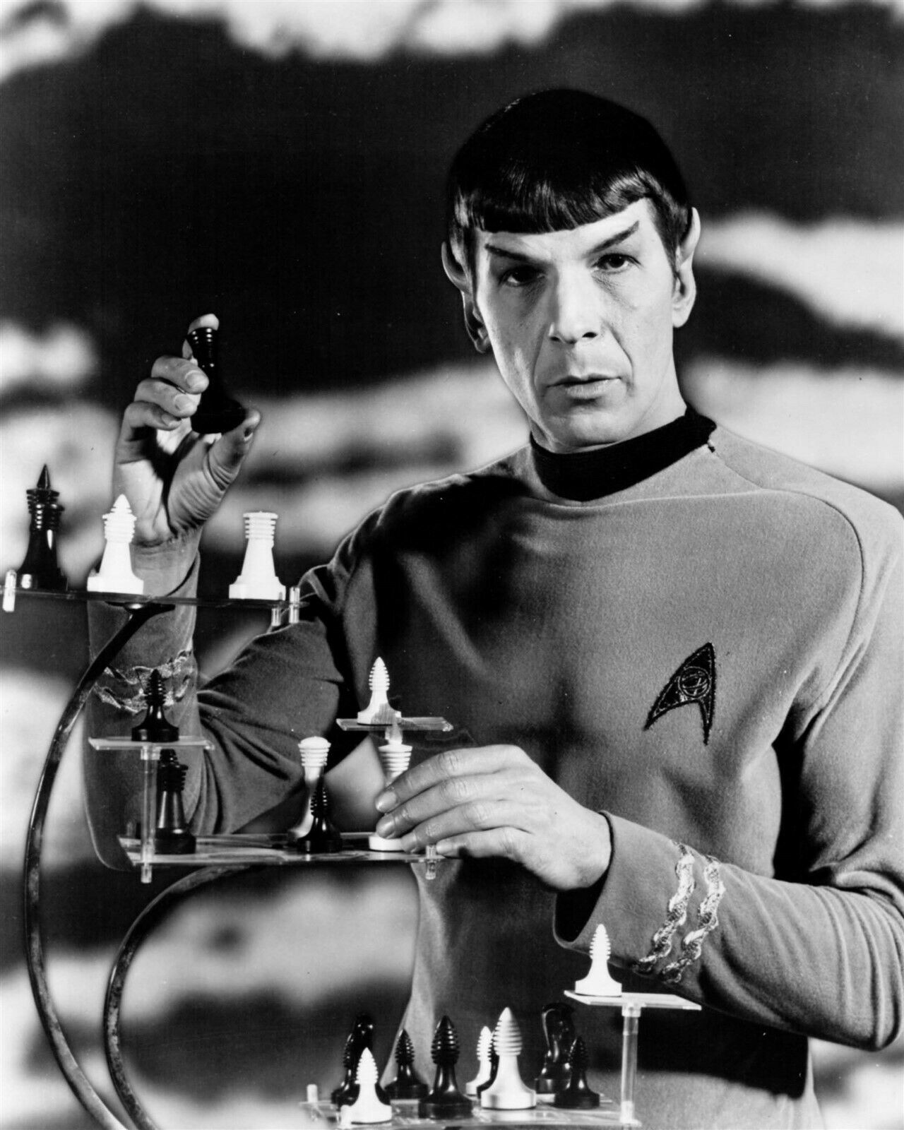 Leonard Nimoy as Spock with 3-D chess game Star Trek TV series 8x10 inch photo