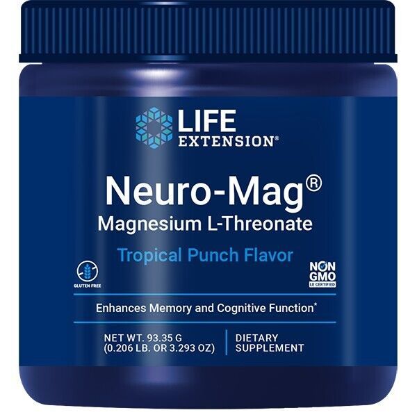 Life Extension Neuro-Mag Magnesium L Threonate Powder (Tropical Punch x 2-PACK